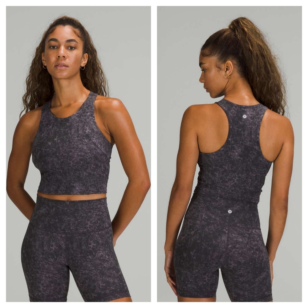 Lululemon Invigorate Training Tank Top Denim Wash Print Dusky Lavender Black 6
